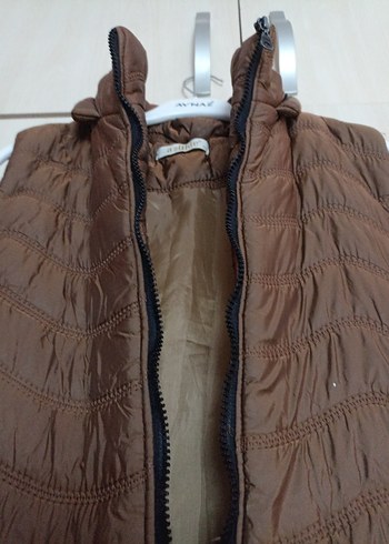 Kahverengi Uzun Fermuarlı Kadın Yelek - Görsel 6