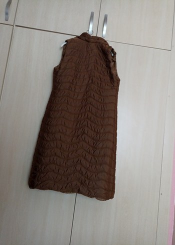 Kahverengi Uzun Fermuarlı Kadın Yelek - Görsel 3