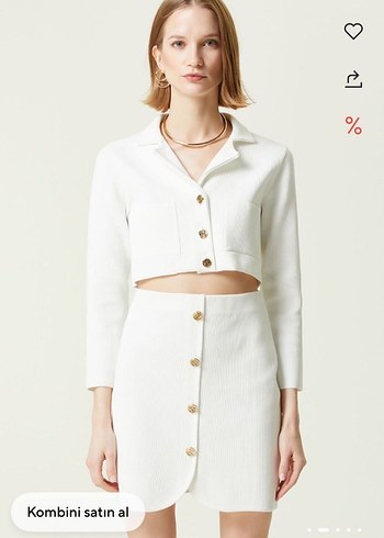 Network kısa Düğmeli Beyaz Mini Ceket - Görsel 7