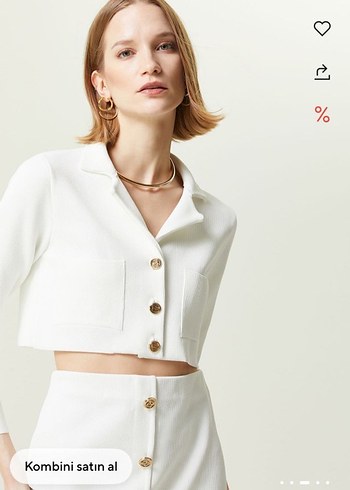 Network kısa Düğmeli Beyaz Mini Ceket - Görsel 9