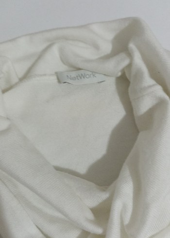 Beyaz Boğazlı Uzun Kollu Salaş Triko Network - Görsel 4