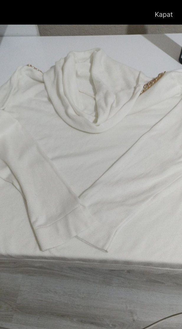 Beyaz Boğazlı Uzun Kollu Salaş Triko Network - Görsel 2