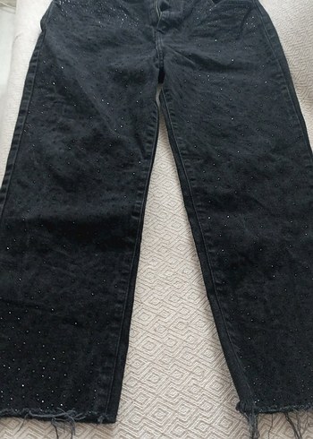 Siyah Payetli pullu uzun Boy Salaş Kadın Jean - Görsel 6