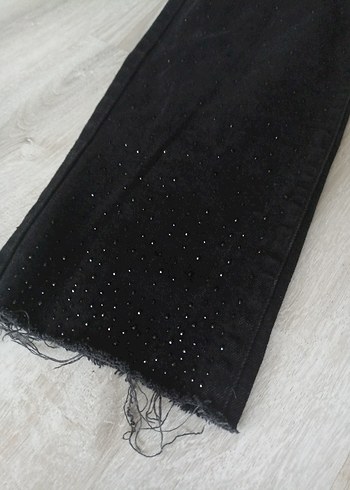 Siyah Payetli pullu uzun Boy Salaş Kadın Jean - Görsel 2