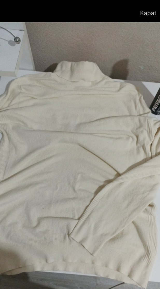 Network kırık Beyaz Klasik Boğazlı erkek triko Kazak - Görsel 3