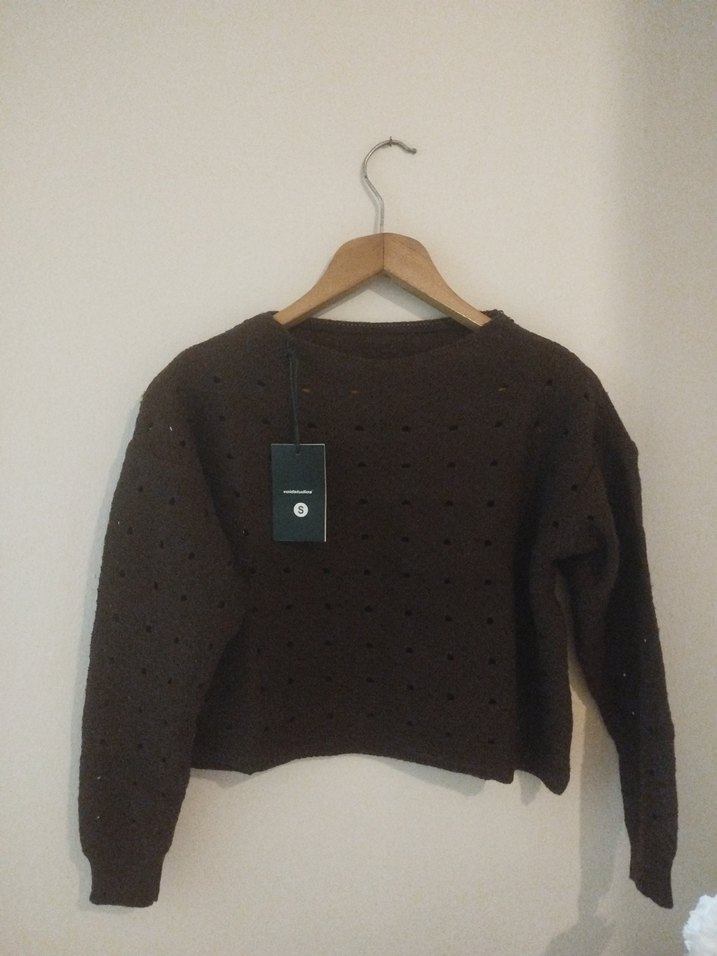 Kahverengi Örgü Kadın Triko - Görsel 2