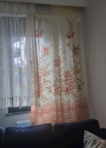 Bej Çiçek Desenli Perde - Görsel 4