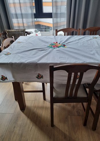 Geleneksel Nakışlı Beyaz Masa Örtüsü - Görsel 2