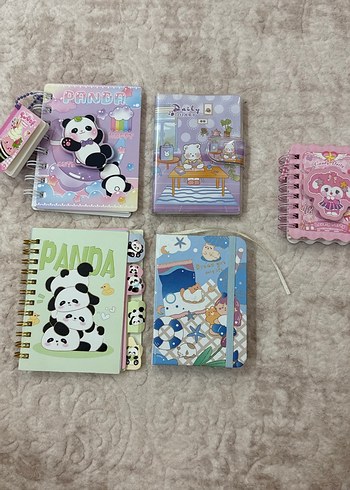 Pembe Pastel Renkli Panda Temalı Defter
