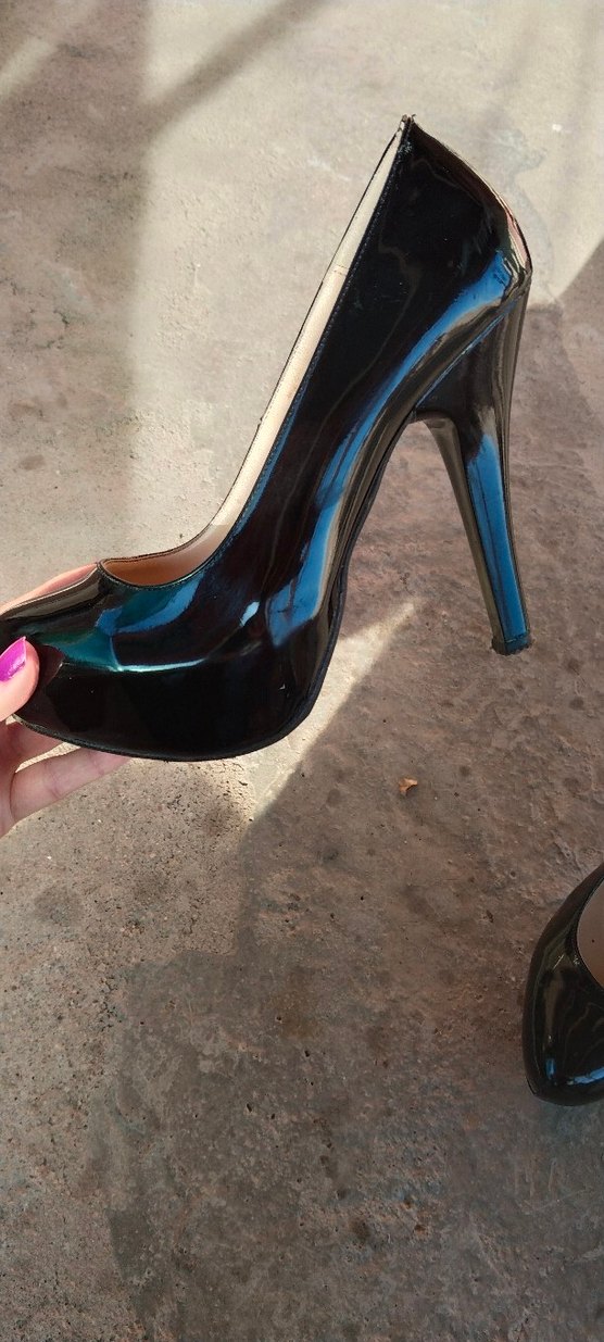 Parlak Siyah Rugan Stiletto Topuklu Kadın Ayakkabı - Görsel 5