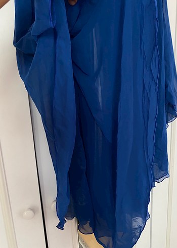 Mavi İşlemeli Uzun Bohem Kadın Sabahlık - Görsel 7