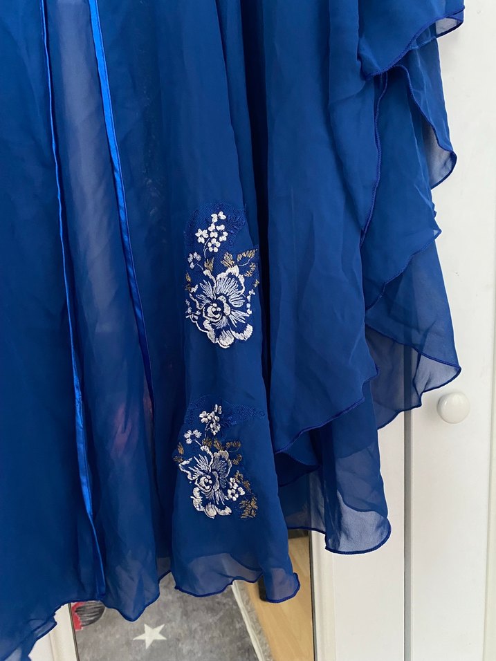 Mavi Nakışlı Uzun Bohem Kadın Sabahlık - Görsel 4