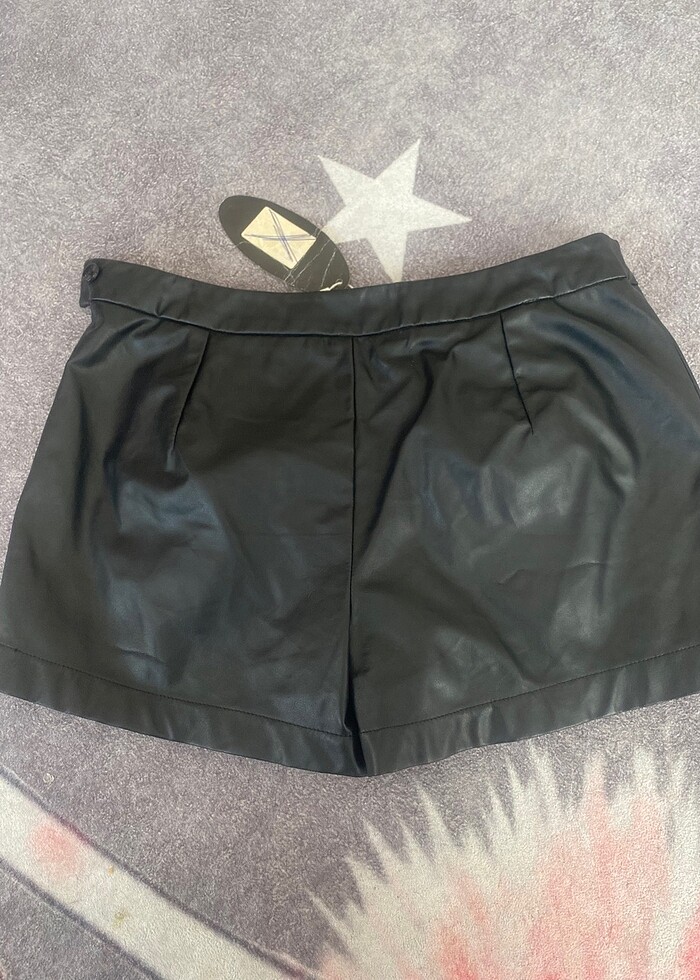 Deri Şort Etek - Görsel 5