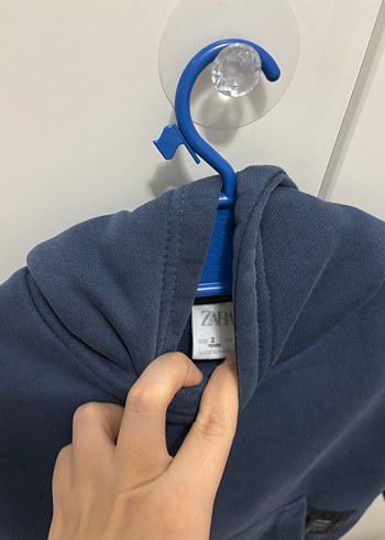 Zara Kapüşonlu Erkek Çocuk Lacivert Sweatshirt - Görsel 3