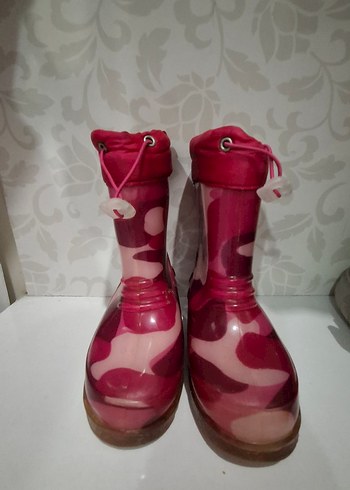 Kız Çocuk Pembe Kamuflaj Desenli Lastik Çizme - Görsel 2