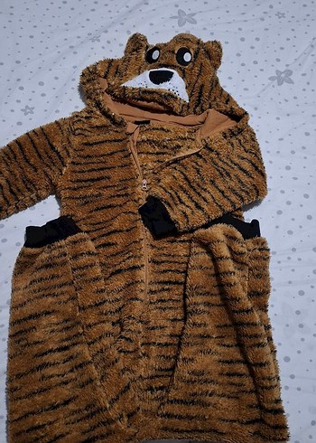 Kahverengi Leopar Desenli Kürklü Bebek Tulumu - Görsel 2