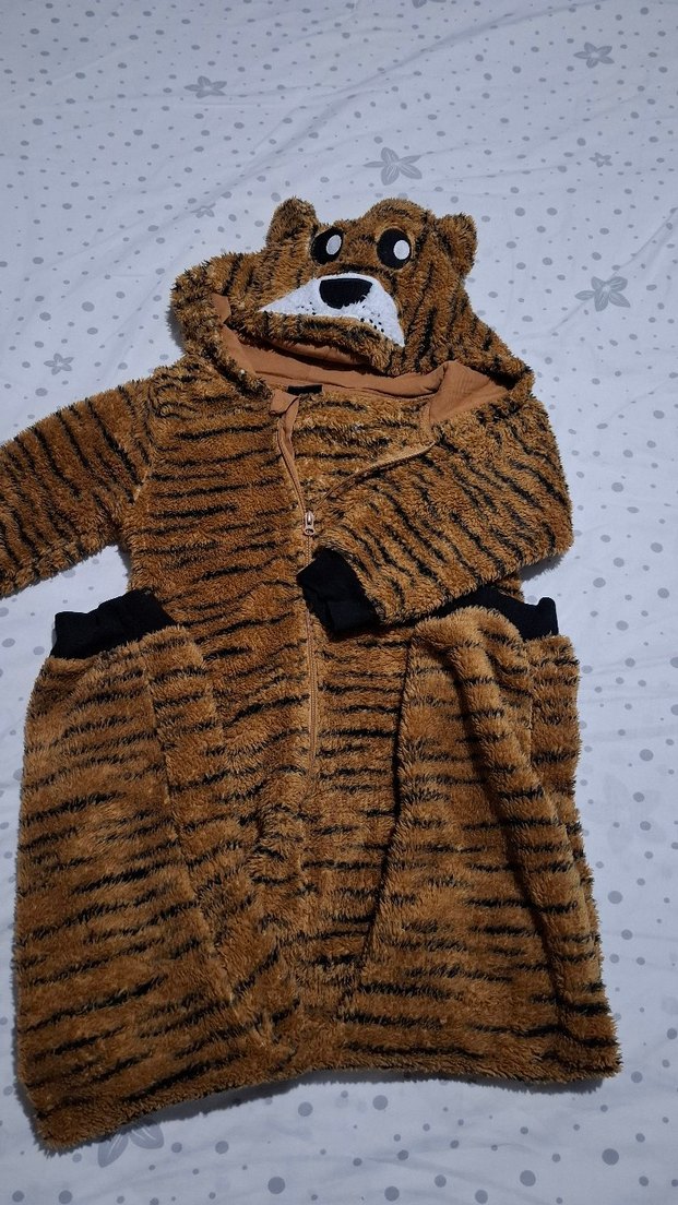 Kahverengi Leopar Desenli Kürklü Bebek Tulumu - Görsel 2