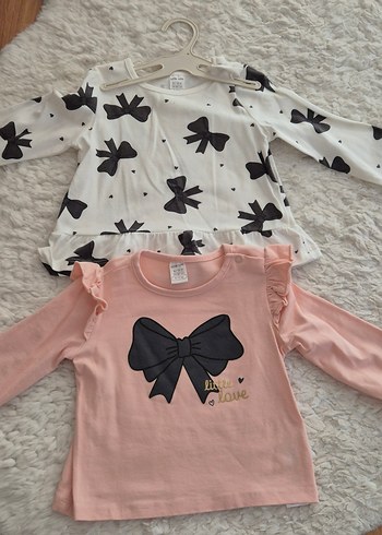 Kız Çocuk Fiyonklu Uzun Kollu Tişört - Görsel 2