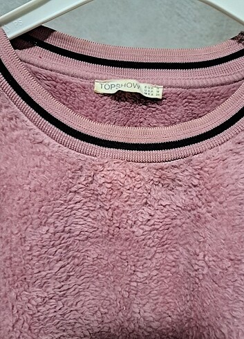 m Beden Teddy kumaşli yaka ve kol bileli sweatshirt