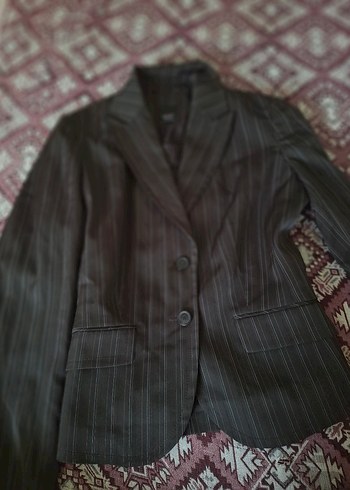 Kahverengi Düğmeli Kadın Blazer Ceket