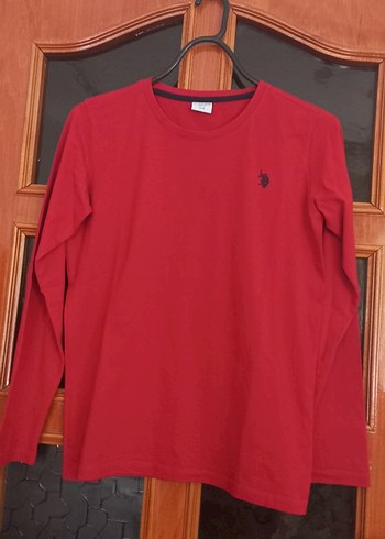 s Beden Koyu Kırmızı Kadın Sweatshirt, Uzun Kollu, Düz us polo assn