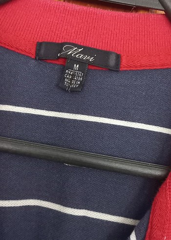 s Beden Lacivert Çizgili Kısa Kollu Polo Tişört