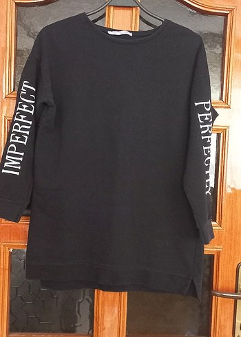 s Beden Siyah Kadın Uzun Kollu Sweatshirt