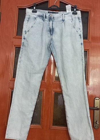 l Beden mavi Renk 40 beden kot görünümlü kumaş pantolon çok tarz