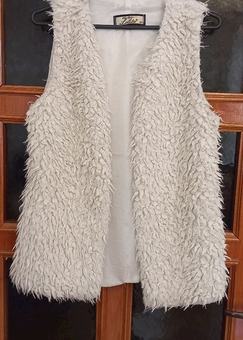 American Vintage lolita 38 beden ekru beyaz peluş yelek