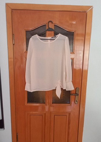 dilvin 38/40 beden pudra renk şık detaylı bluz