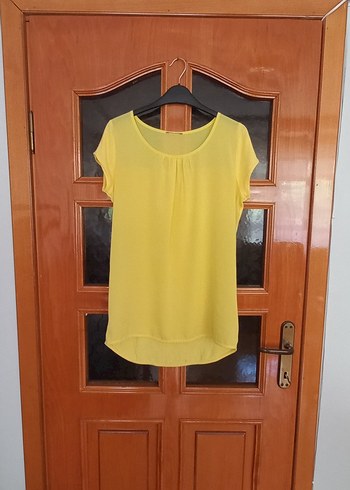 Sarı Kadın Kısa Kollu Bluz