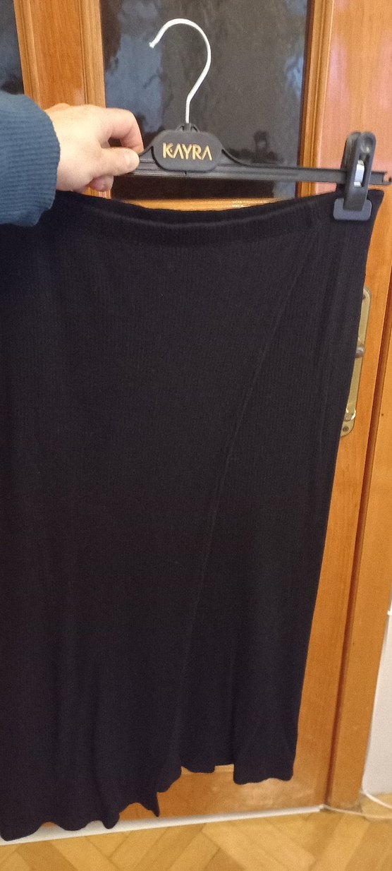 Siyah Drapeli Uzun Kadın Etek s beden - Görsel 3