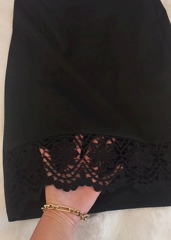 Dantel Detaylı Siyah Midi Kalem Etek s beden - Görsel 4