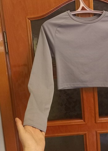 vizon renk Kadın Uzun Kollu Crop bluz 34 beden - Görsel 3