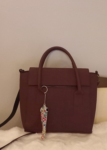 bordo poliüretan Deri Bohem Kadın Çanta - Görsel 5