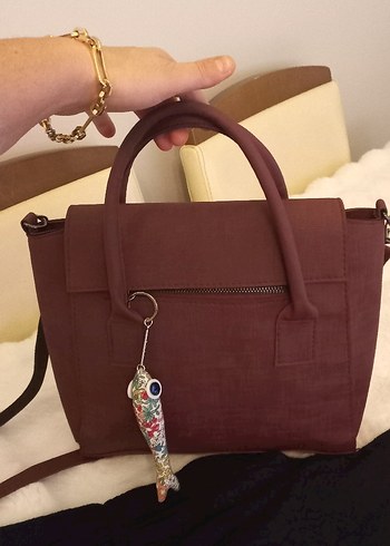 bordo poliüretan Deri Bohem Kadın Çanta - Görsel 3