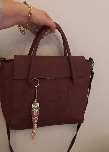 bordo poliüretan Deri Bohem Kadın Çanta - Görsel 4