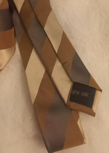 kigılı Bej ipek Kravat - Görsel 3