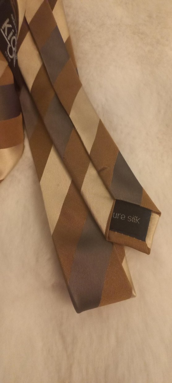 kigılı Bej ipek Kravat - Görsel 3
