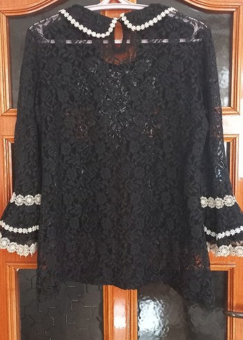 Dantel İşlemeli Siyah Gotik Bluz - Görsel 6