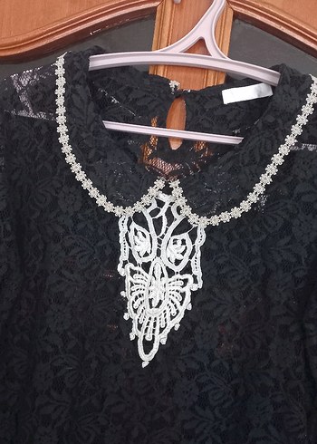 Dantel İşlemeli Siyah Gotik Bluz - Görsel 7