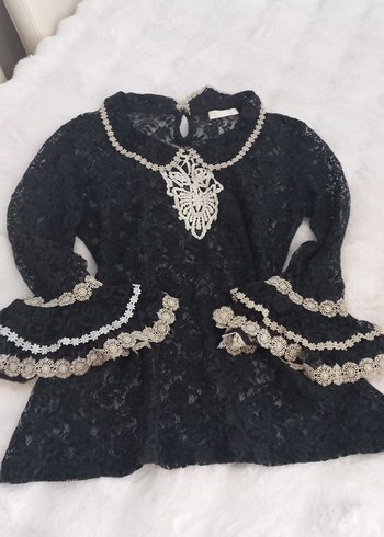 Dantel İşlemeli Siyah Gotik Bluz - Görsel 2