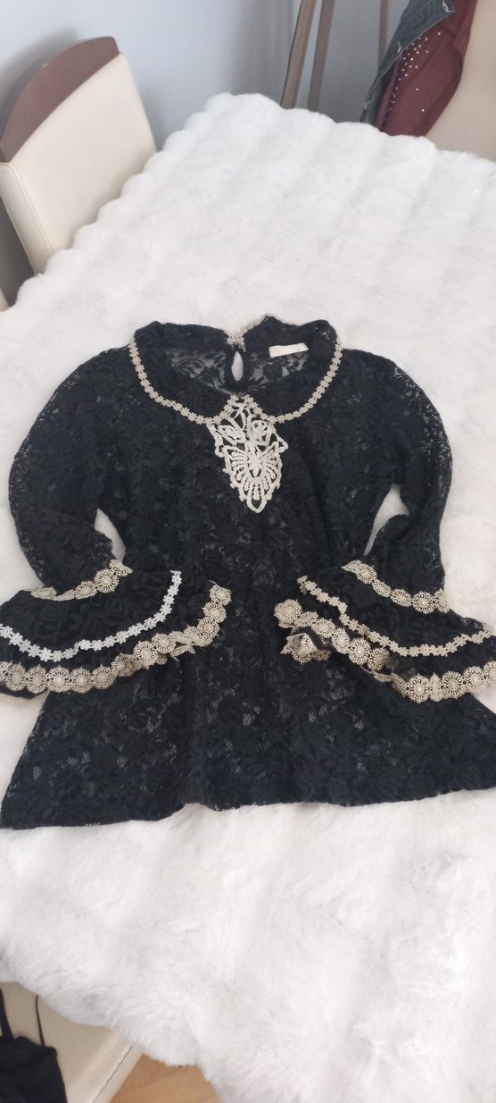 Dantel İşlemeli Siyah Gotik Bluz - Görsel 2