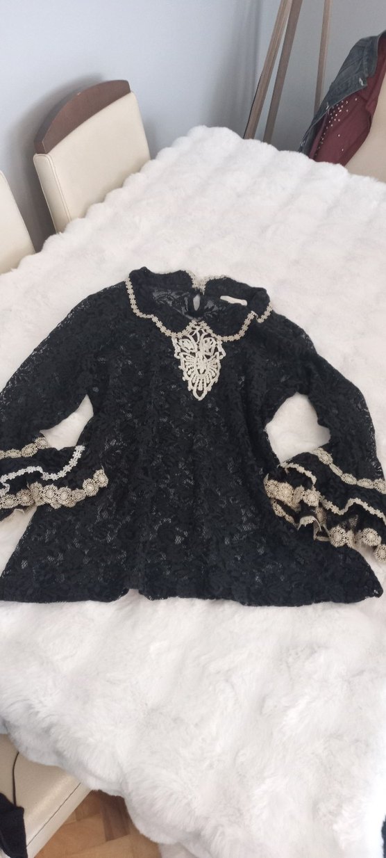 Dantel İşlemeli Siyah Gotik Bluz - Görsel 5