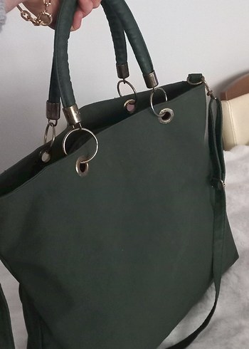 Fermuarlı Yeşil Süet Kadın Çanta - Görsel 8