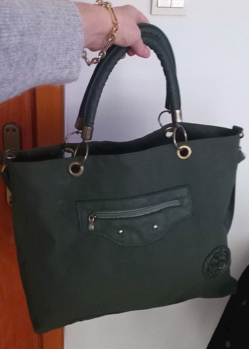 Fermuarlı Yeşil Süet Kadın Çanta - Görsel 3
