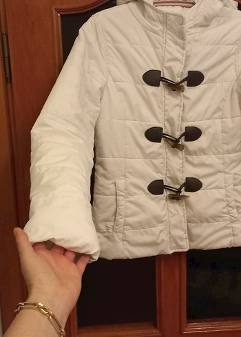 Düğmeli Beyaz Kadın Mont aeropostale m beden - Görsel 3