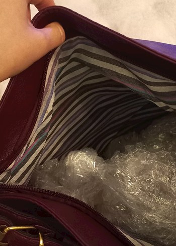 Bordo Deri Tokalı Kadın Çanta tertemiz vintage - Görsel 7