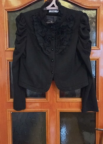 Siyah Fırfırlı Gotik Kadın Ceket m/l uyumlu victorian model - Görsel 2