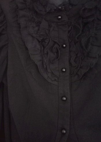 Siyah Fırfırlı Gotik Kadın Ceket m/l uyumlu victorian model - Görsel 6